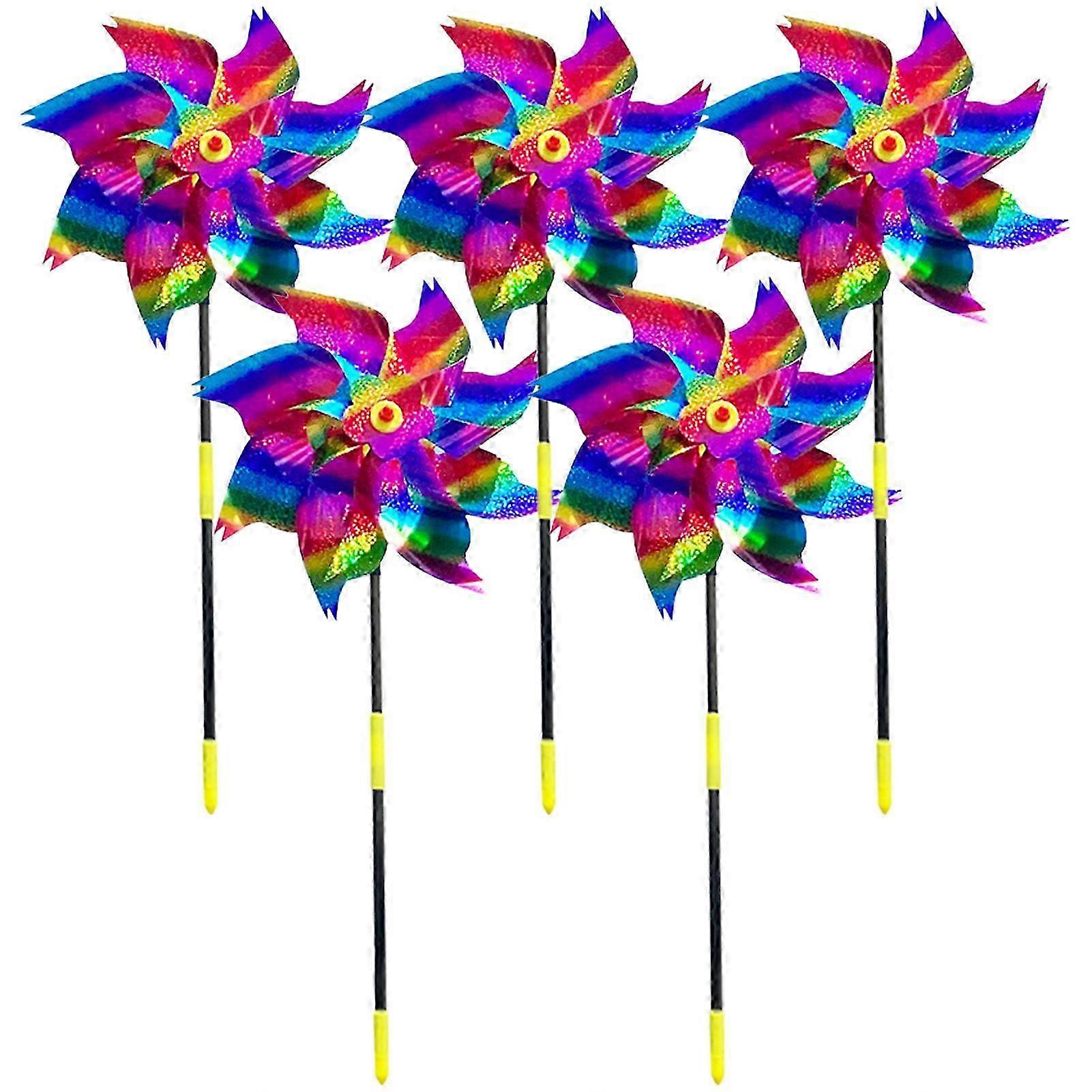 5Pcs Pinwheels Sparkly Reflective PET Bird Repeller Sparkly Pinwheel Windmill for Garden-Good