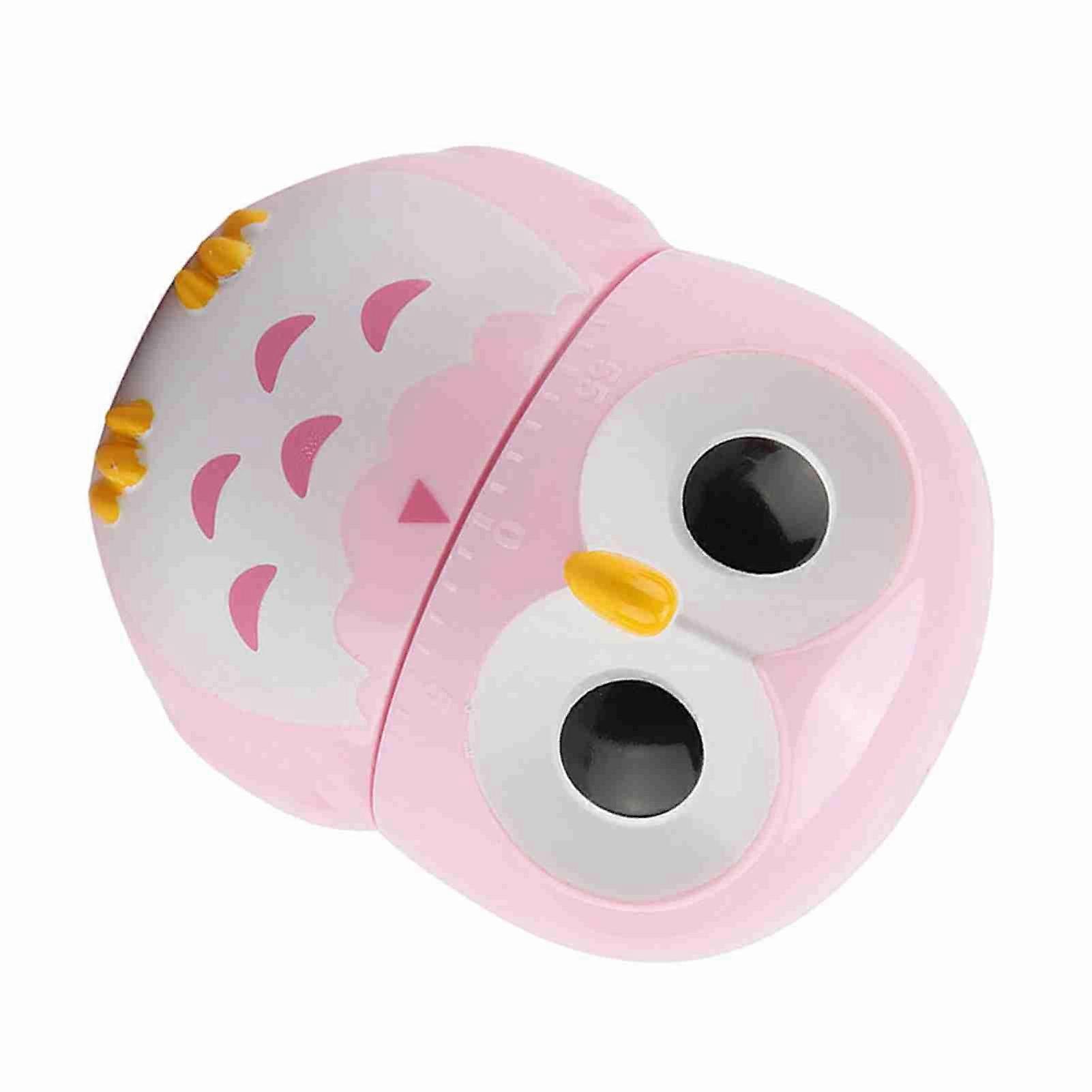 Cute Pink Owl Shape Mechanical Kitchen Timer 6.5x8cm, 55 Min