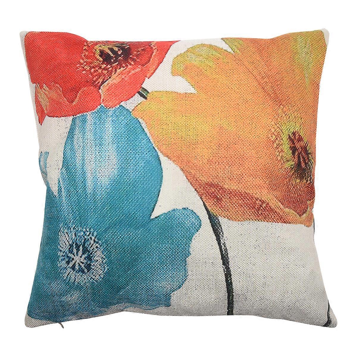 flax Square Pillow Case Tricolor Flowers 45*45cm