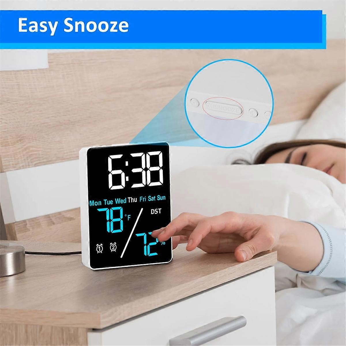 Digitales Zimmerthermometer Hygrometer Wecker für Schreibtisch,