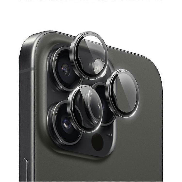 WIWU LG-005 1 Set Compatible For iPhone 15 Pro Max 3D Tempered Glass+Aluminum Alloy Frame Phone Rear Lens Film Protector