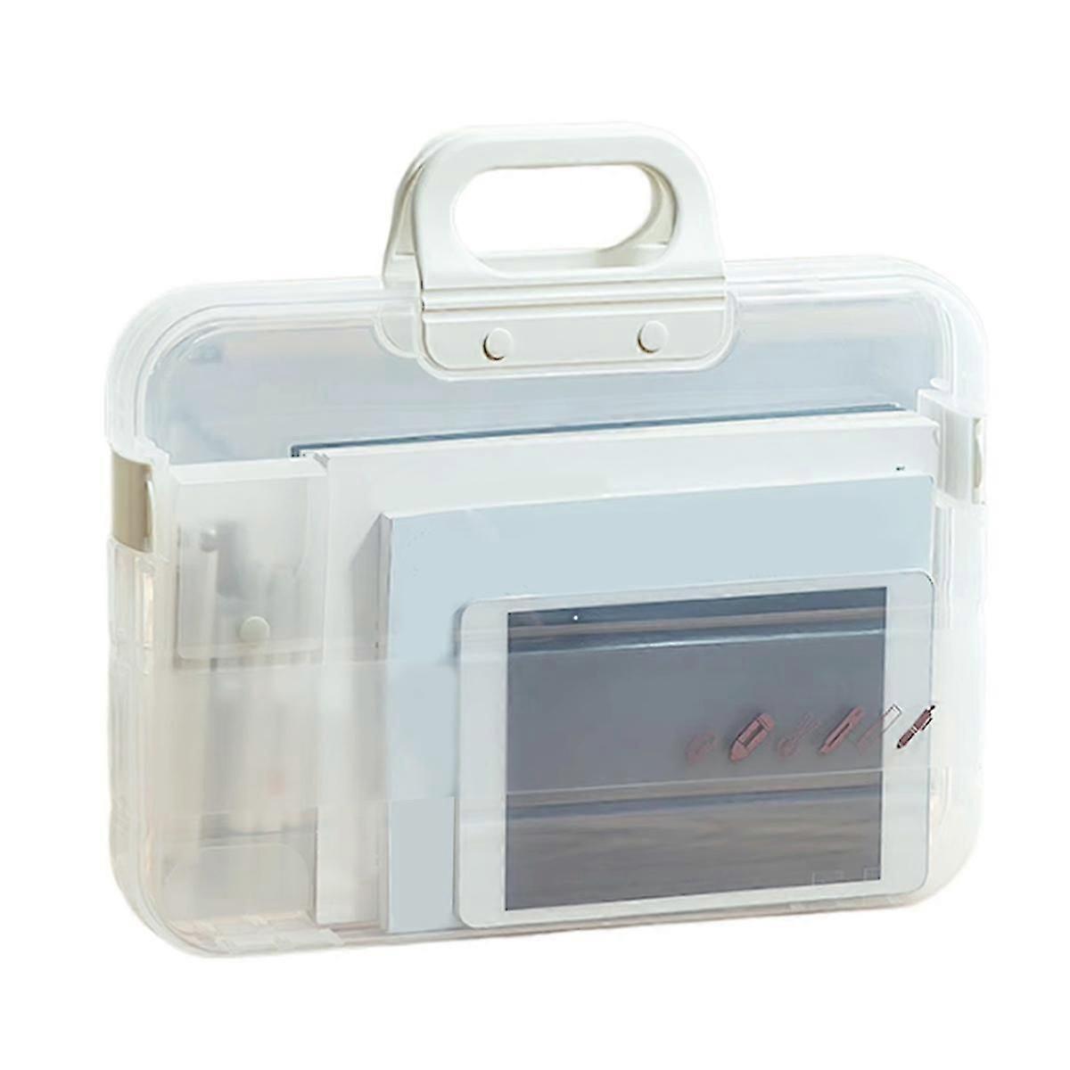 A4 Plastic File Folder with Lock Handle Portable Box File Waterproof Filing Supplies Multi-Purpose