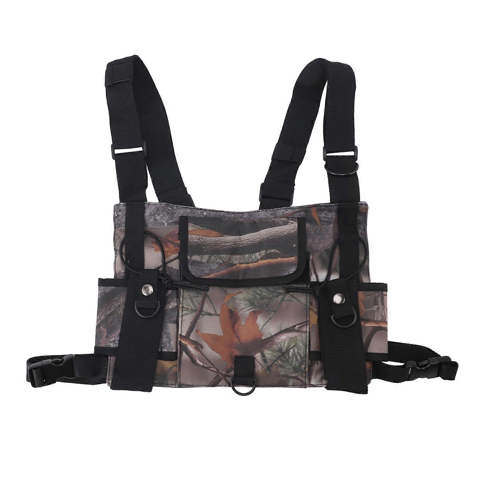 Harnais de poitrine radio, pochette avant pour gilet, sac de poitrine radio, bretelles réglables, camouflage