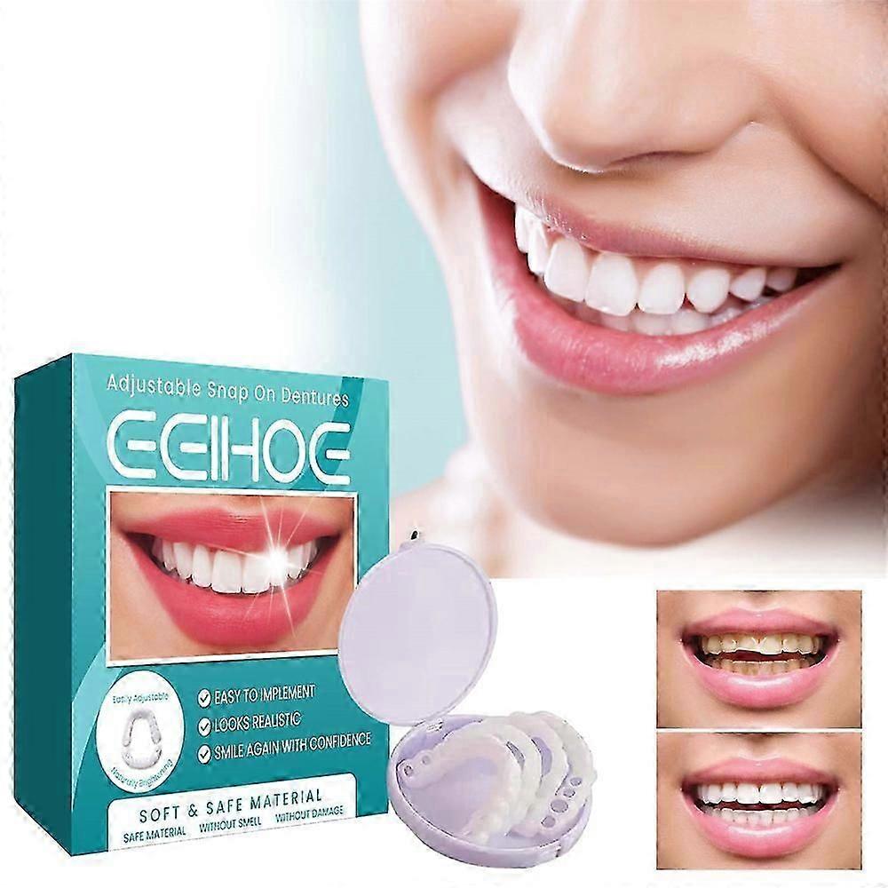 Clip in Veneers Teeth, 1 Pairs False Teeth - Clip in Veneers Teeth, Fake Braces Clip on Veneers Top and Bottom, Temporary Adjustable Snap-On Dentures