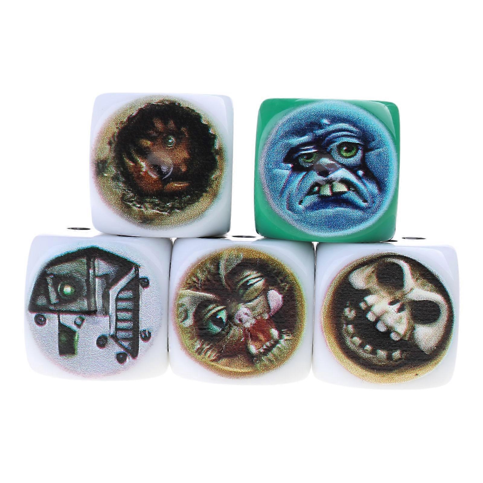 Role Playing Dices Funny Figure Face Dices Ornament Ugly Figure Dices, Funny Resin Dices Set for Party Decorative Dices