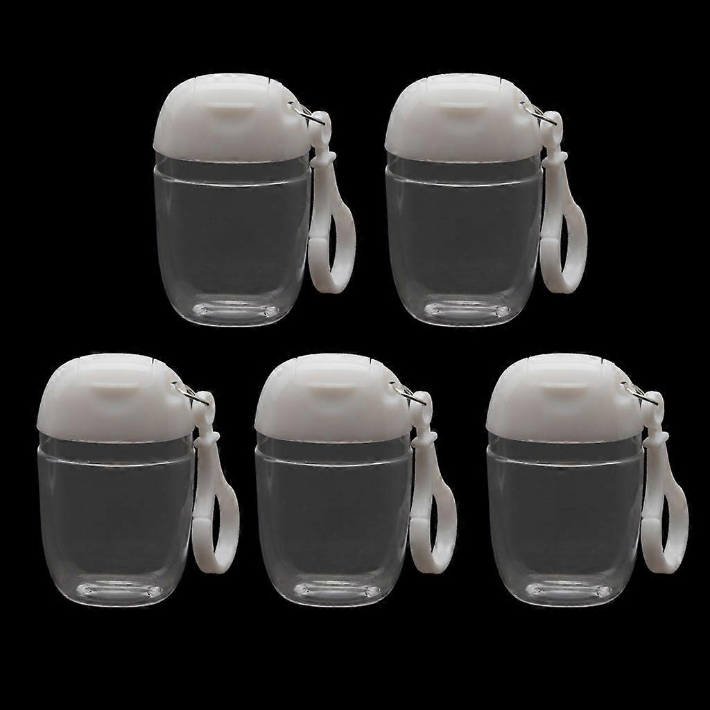 5 Pack Portable Squeeze Bottle,Empty Leakproof Plastic Travel Bottle with Keychain Holder for Hand Sanitizer,Refillable Clear