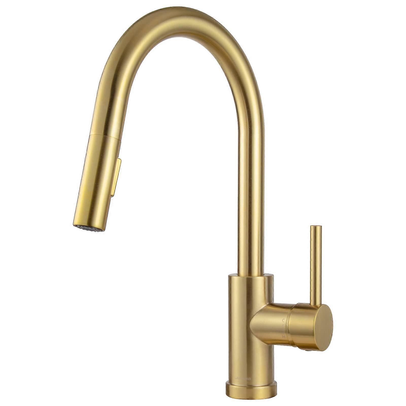 Brushed Gold Kitchen Faucet For Kitchen Sink, Deck Mounted, Single-Handle, Compatible With Standard Sinks