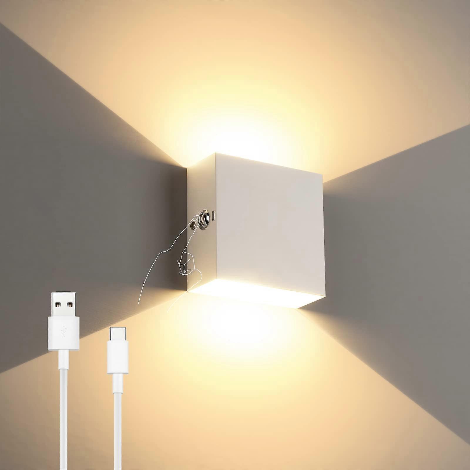 LED Rechargeable Battery Wall Sconce Warm White Indoor Lighting with Adjustable Brightness and Modern Design
