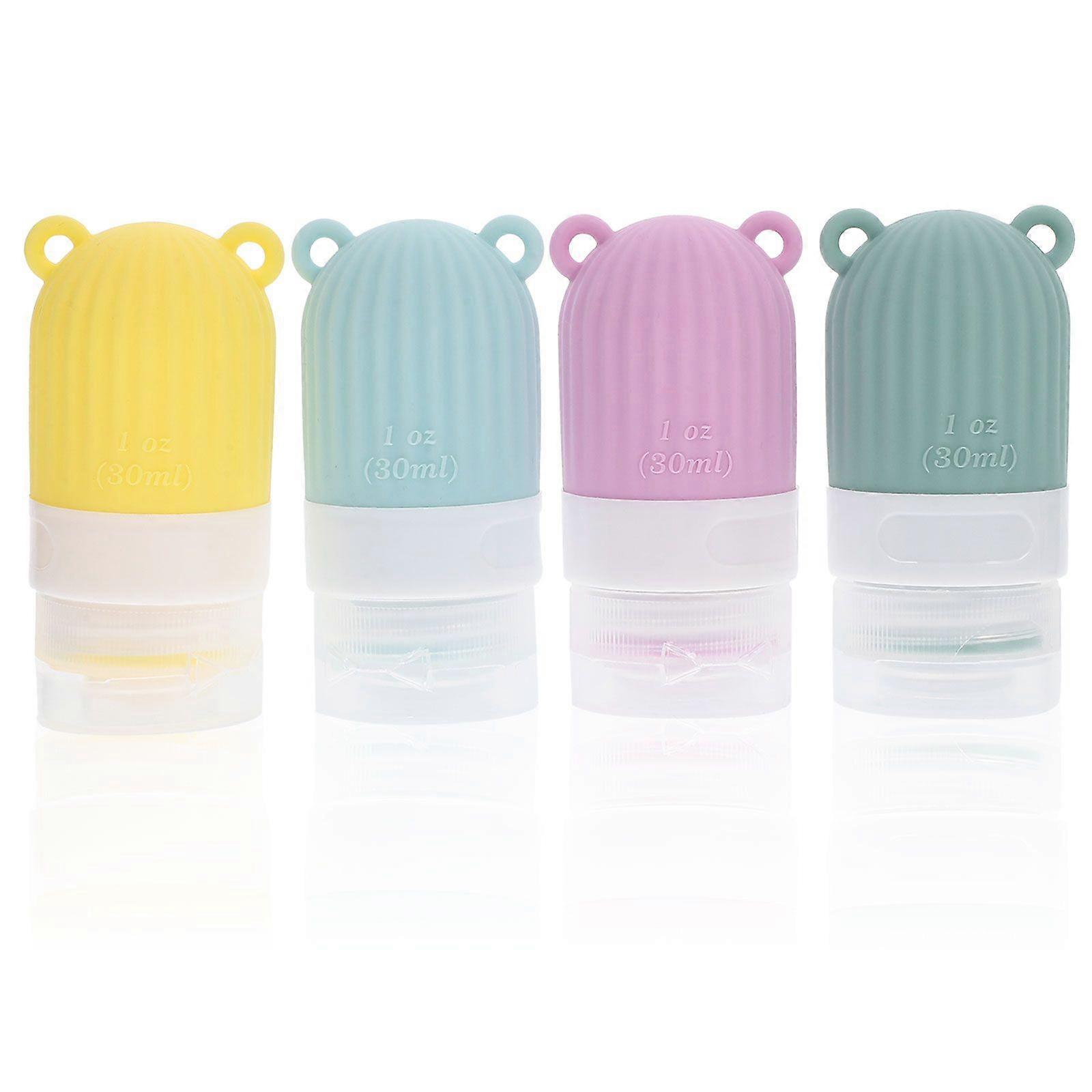 4pcs Silicone Travel Bottles Refillable Containers Squeezable Liquid Containers 30ml