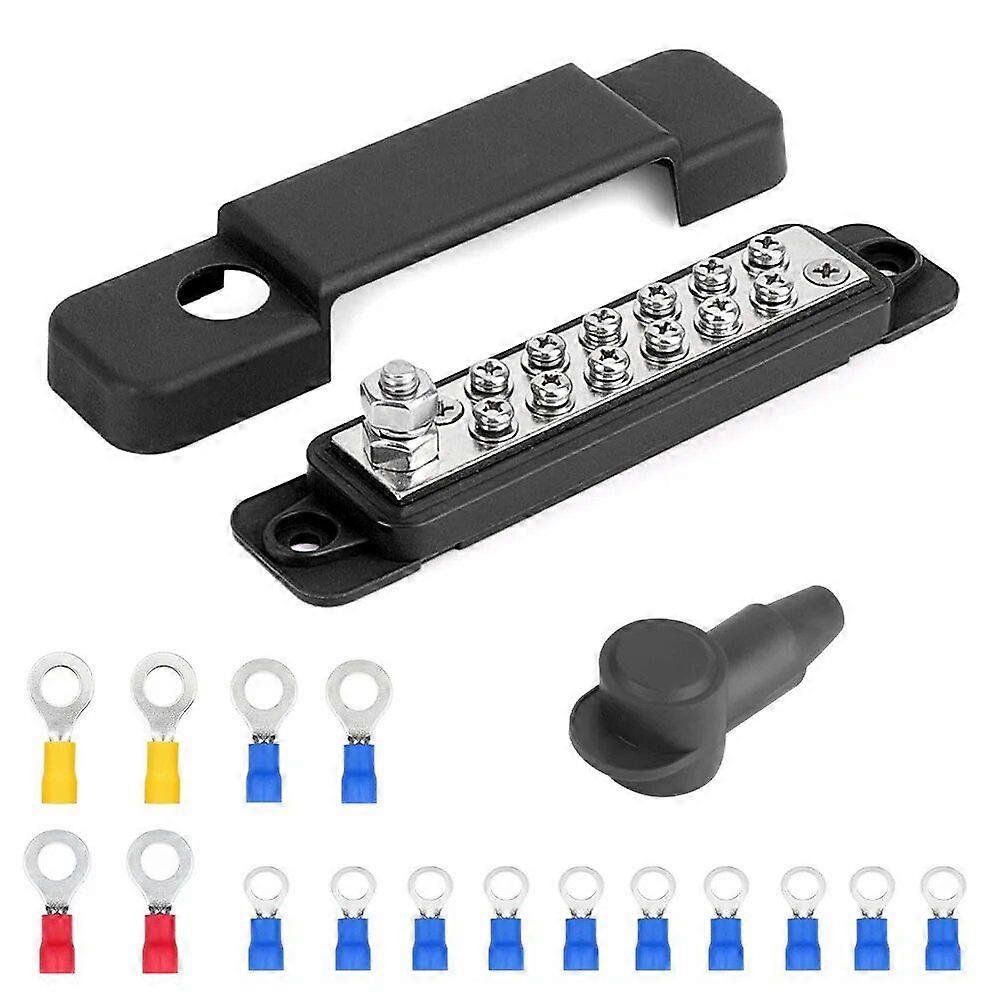 Positive Negative Bus Bar 12 X M4 15A Terminal Screws Battery Power Distribution Block  1X M6 Terminal Studs 180A For Car Boat