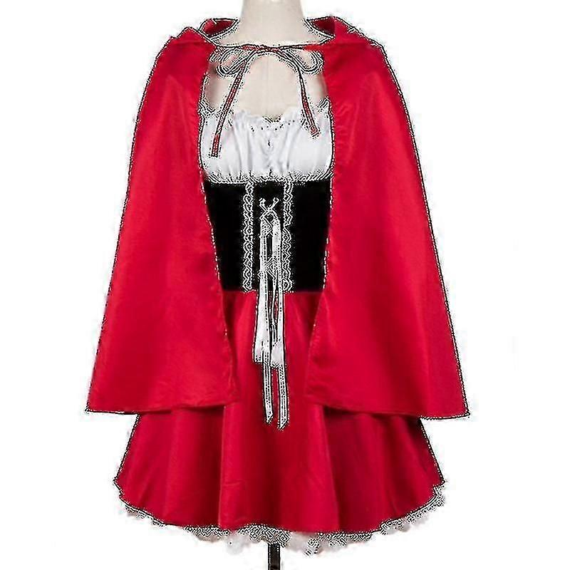 XS-6XLデラックスアダルトリトル赤ずきんコスチュームケープ女性変装ハロウィンパーティープリンセスコスプレファンシードレス-YH