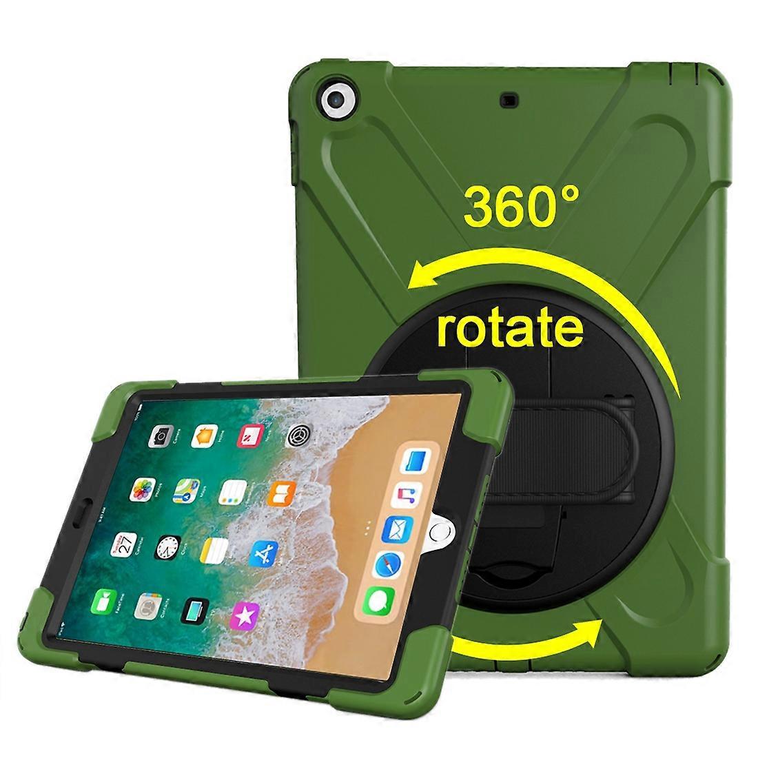 For iPad 9.7 & iPad 9.7 360 Degree Rotation PC + Silicone Protective Case with Holder & Hand-strap