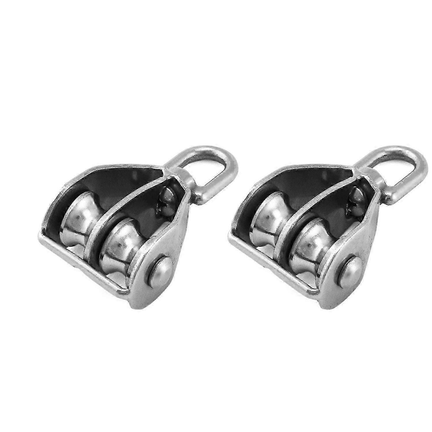 2PCS M15 Doppel-Umlenkrolle Block 304 Edelstahl Schwenk Doppel-Hubrolle
