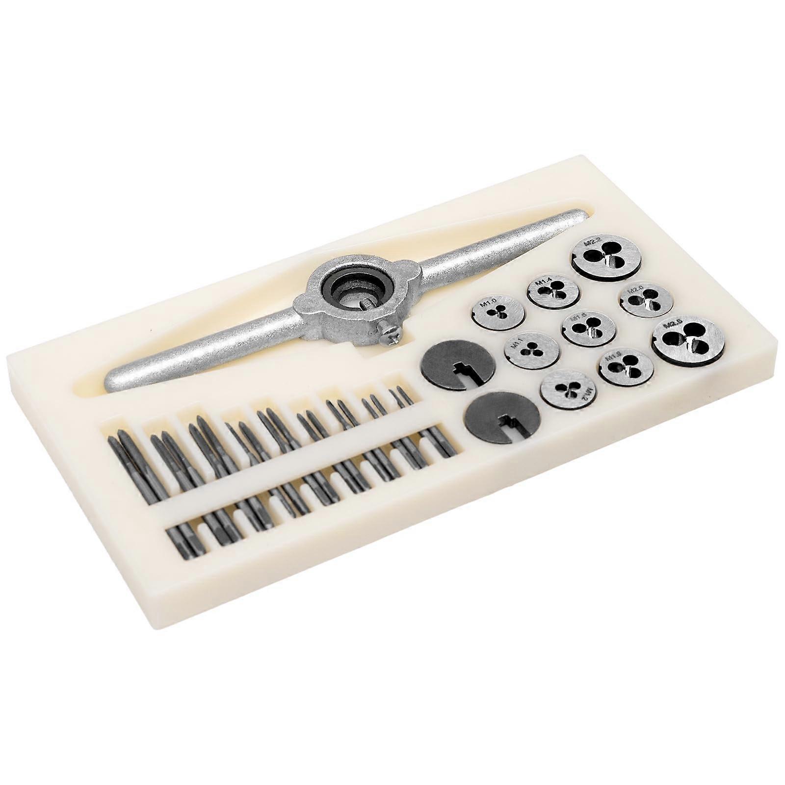 31pcs Mini Tap and Die Set, M1 to M2.5 Thread Repair Kit, Internal and External Threading Tools, U7V-9PB-MX3394