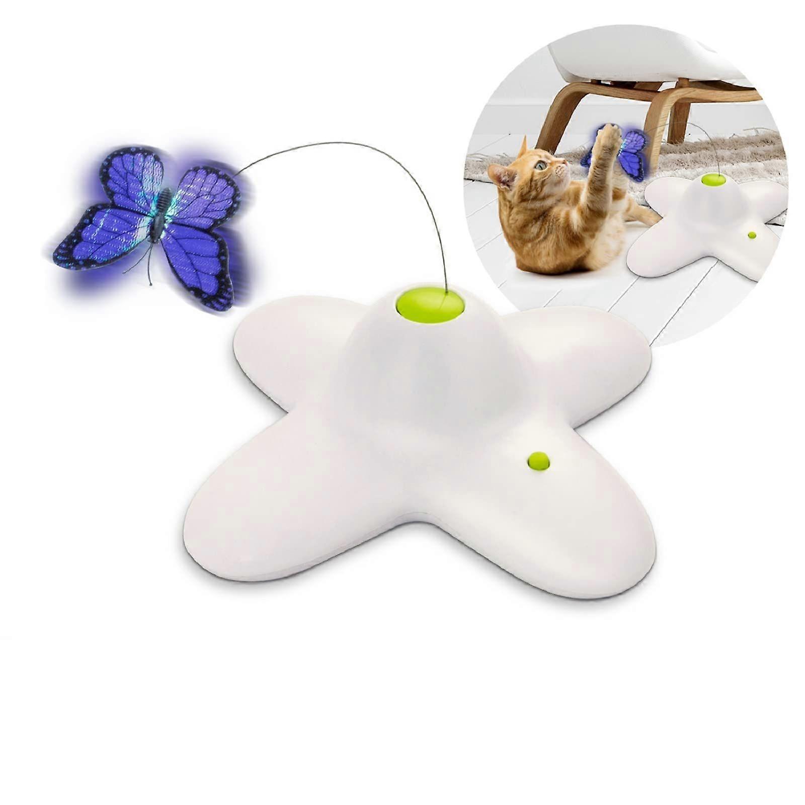 Cat Butterfly Toy Interactive Cat Toy, Indoor Cat 360 Electric Rotating Toy, Kitten Automatic Self-Play Teasing Toy (Shiny Butterfly)