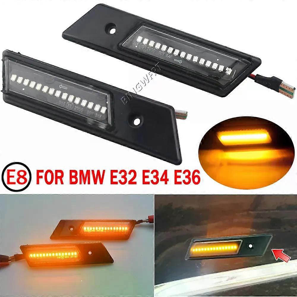 2PCS/LOT Flashing Sequential Dynamic Turn Signal Side Marker Lamp compatible for BMW E30 E32 E34 E36 Led Light 1990-1996 M3 M5 3 5 7 Series