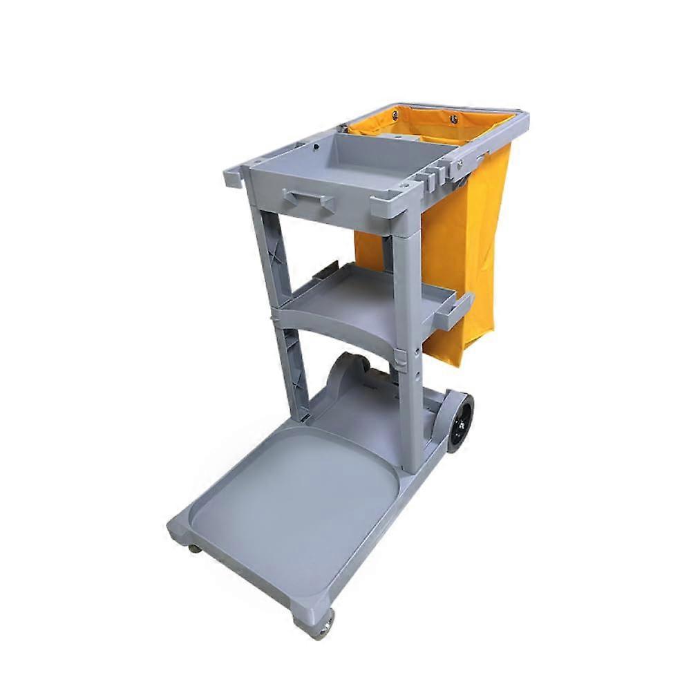 Janitorial Cart, Commercial, Cleaning Cart on Wheels, 3Shelf, Grey