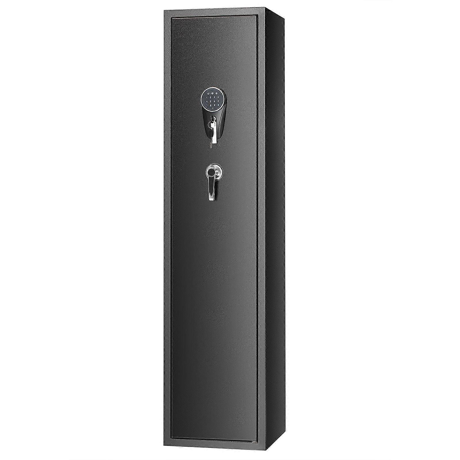 5 Rifles Gun Safe, Rifle Safe with Digital Keypad & Lock, Gun Storage Cabinet with Built-in Storage Locker, Removable Storage Shelf