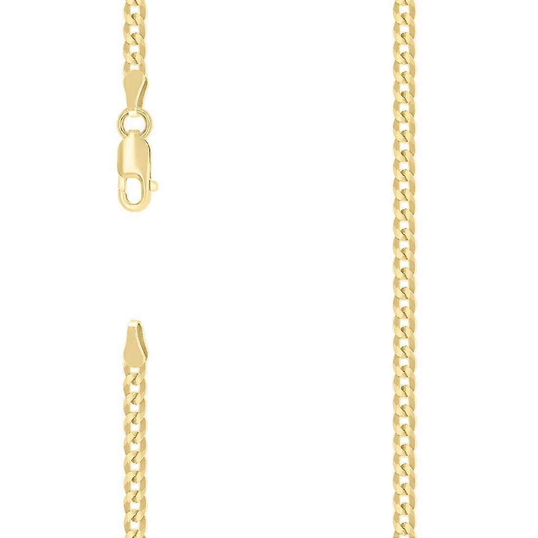 925スターリングシルバーソリッドスーパーフラットコンフォートカーブチェーンイエロー2.8mmアンクレット9インチ-女性と男性用