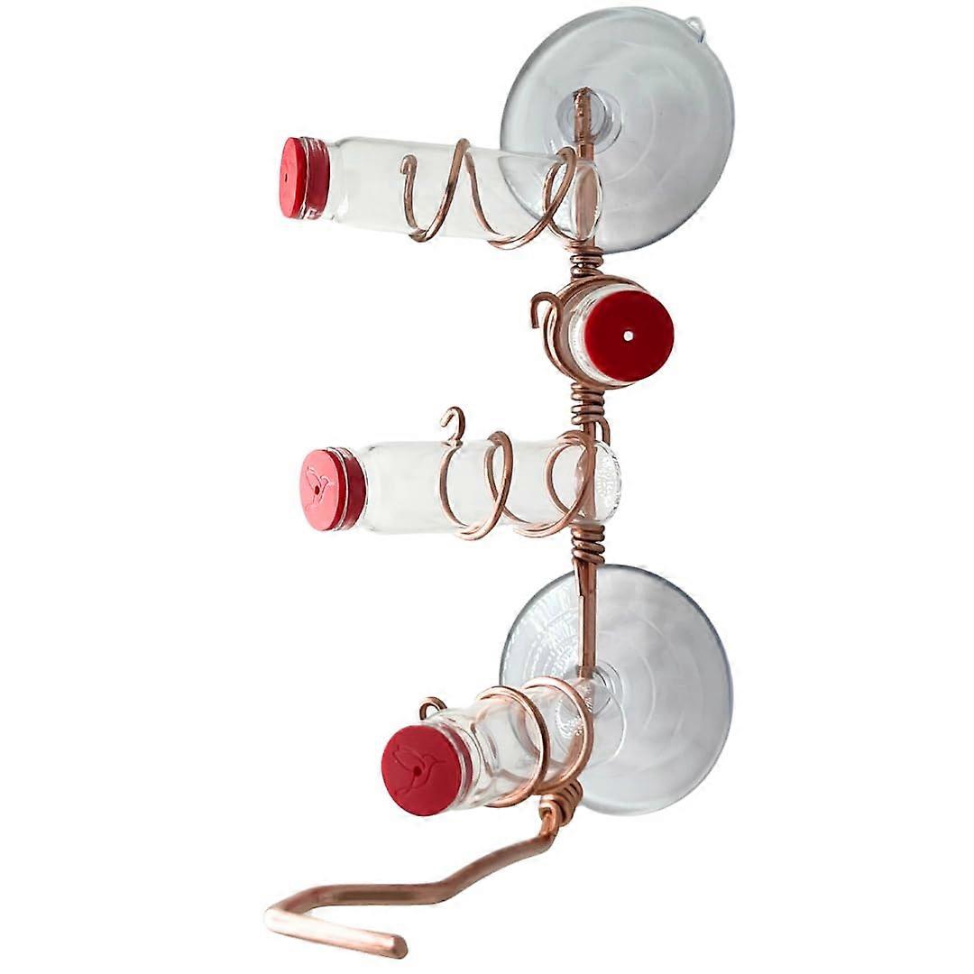 Window Hummingbird Feeder  Handcrafted Copper and Aluminum  Multiple Stations  Modern Design