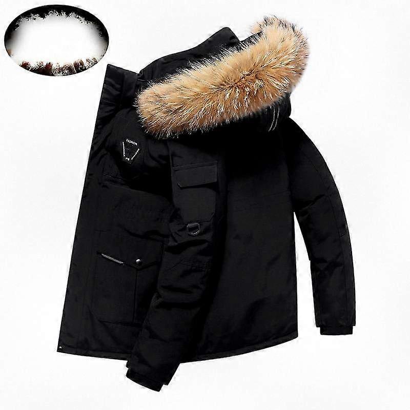מעיל חורף במשקל כבד לגברים עם קפוצ'ון מרופד פרווה מבודד למזג אוויר קר