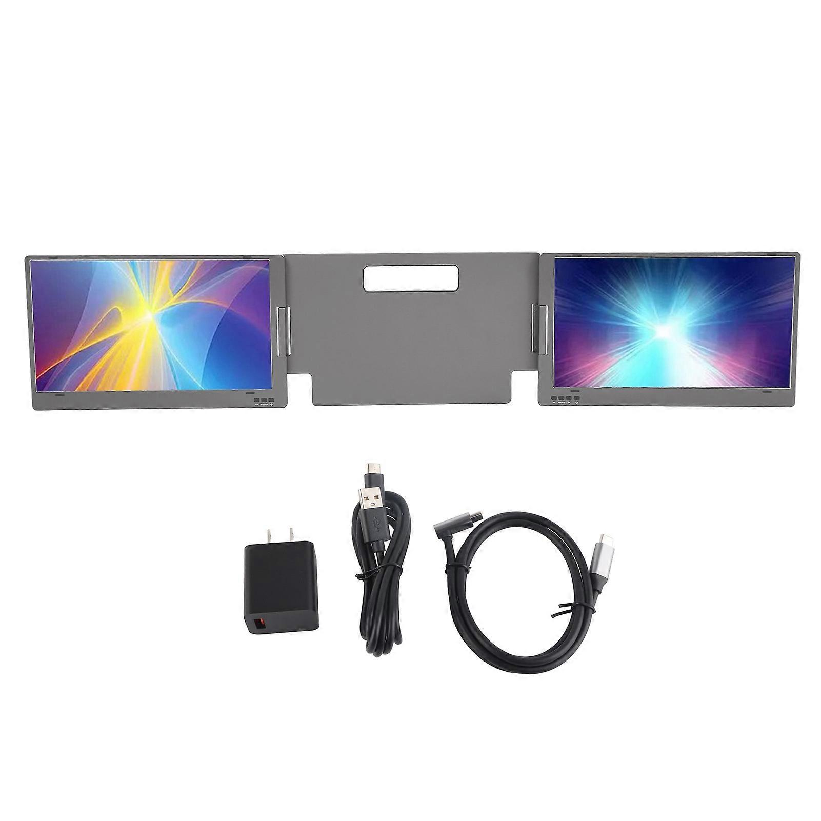 14in Triple Portable Monitor for Within 15.6inch Laptops FHD 1080P HDR IPS Dual Screens Extender with Adjustable Stand