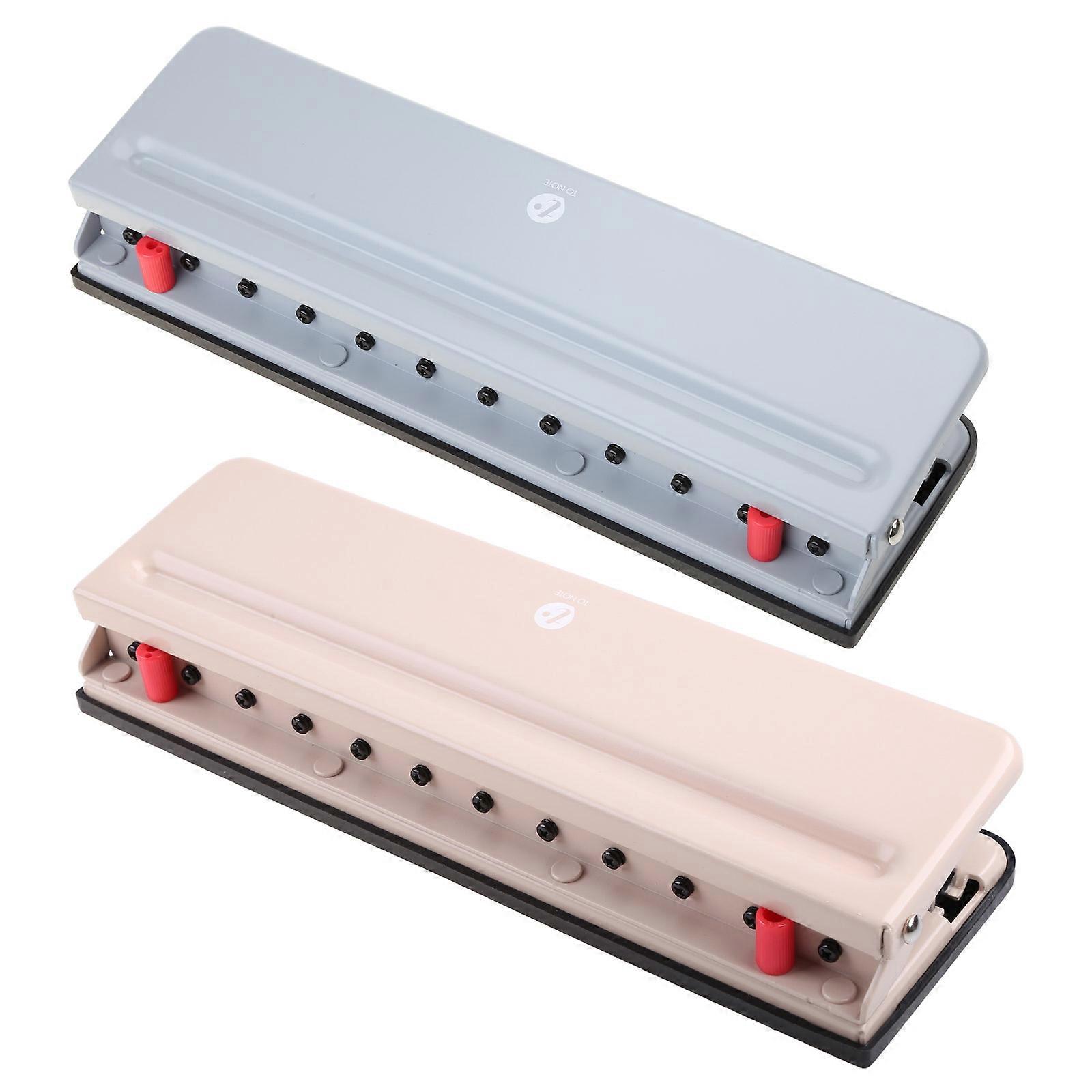 Multifunctional 12 Hole Punch Mushroom Hole Puncher 6 Sheet Capacity with Positioning Ruler Chip Tray for Office School Light orange