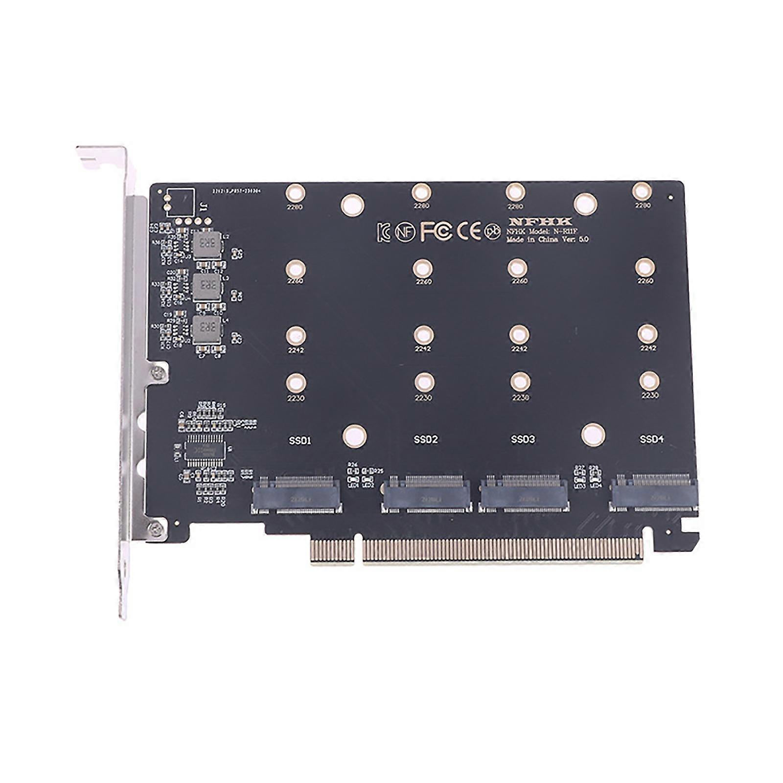 4 Port NVMe NGFF to PCIE Adapter Card M.2 NVME to PCIe 4.0 5.0 X16 Adapter Hard Drive Converter Reader Expansion Card