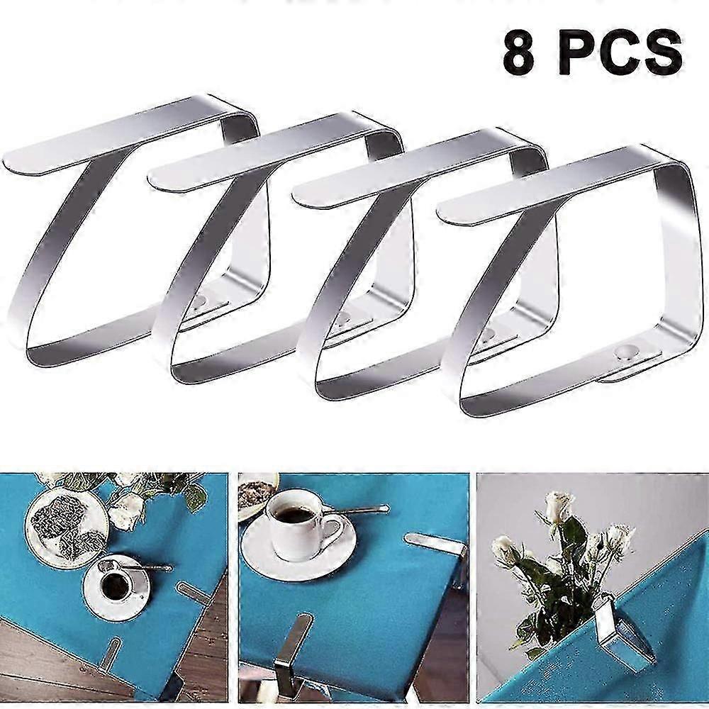 8 Pieces S Stainless Steel, Tablecloth Clamps Table Cover Clamps S S - Silver