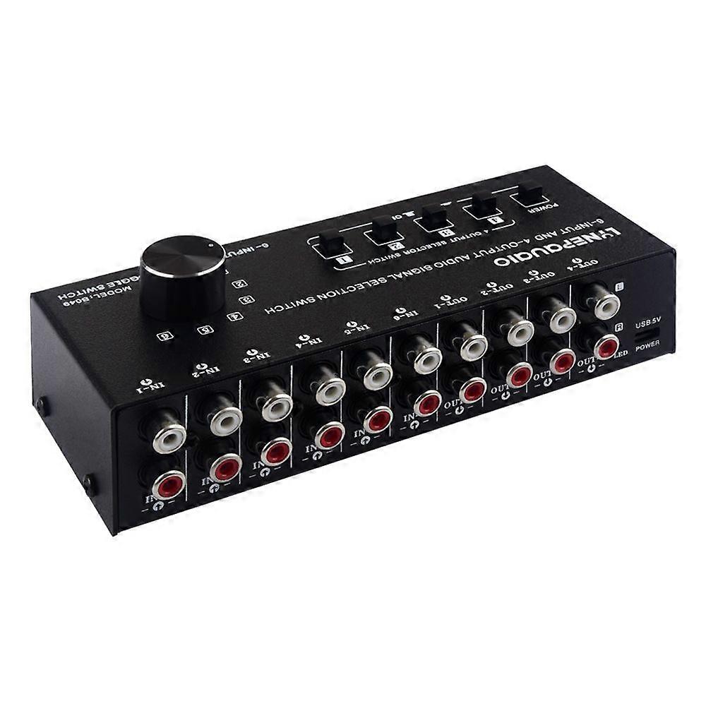 6 in 4 out audio frequency select shift device\distribute device\audio frequency shift device output switch control able to output RCA interface at th