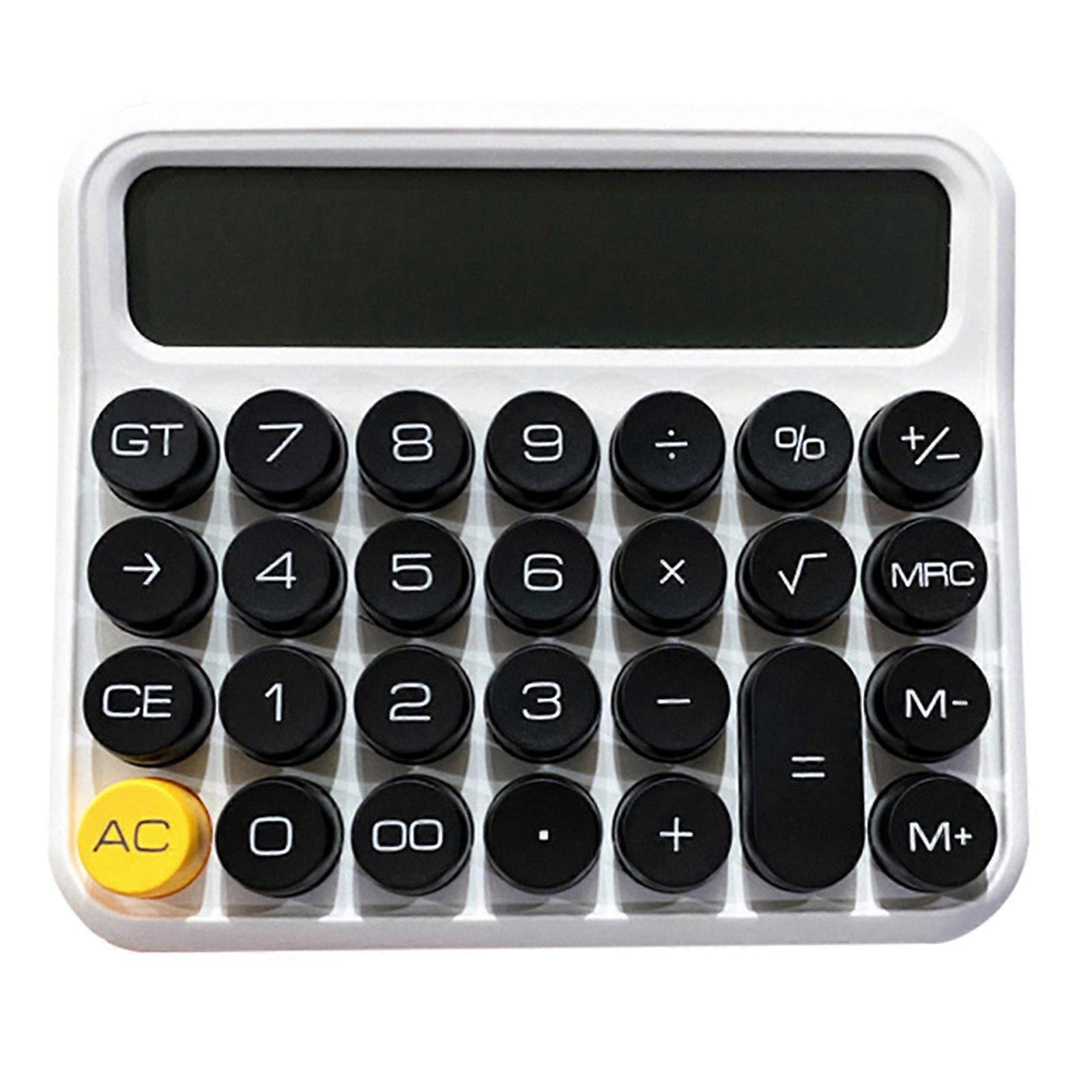 Desk Calculator Basic Standard Calculator 12 Digit Large LCD Display Calculator Big Button Calculator for Business Home tile white