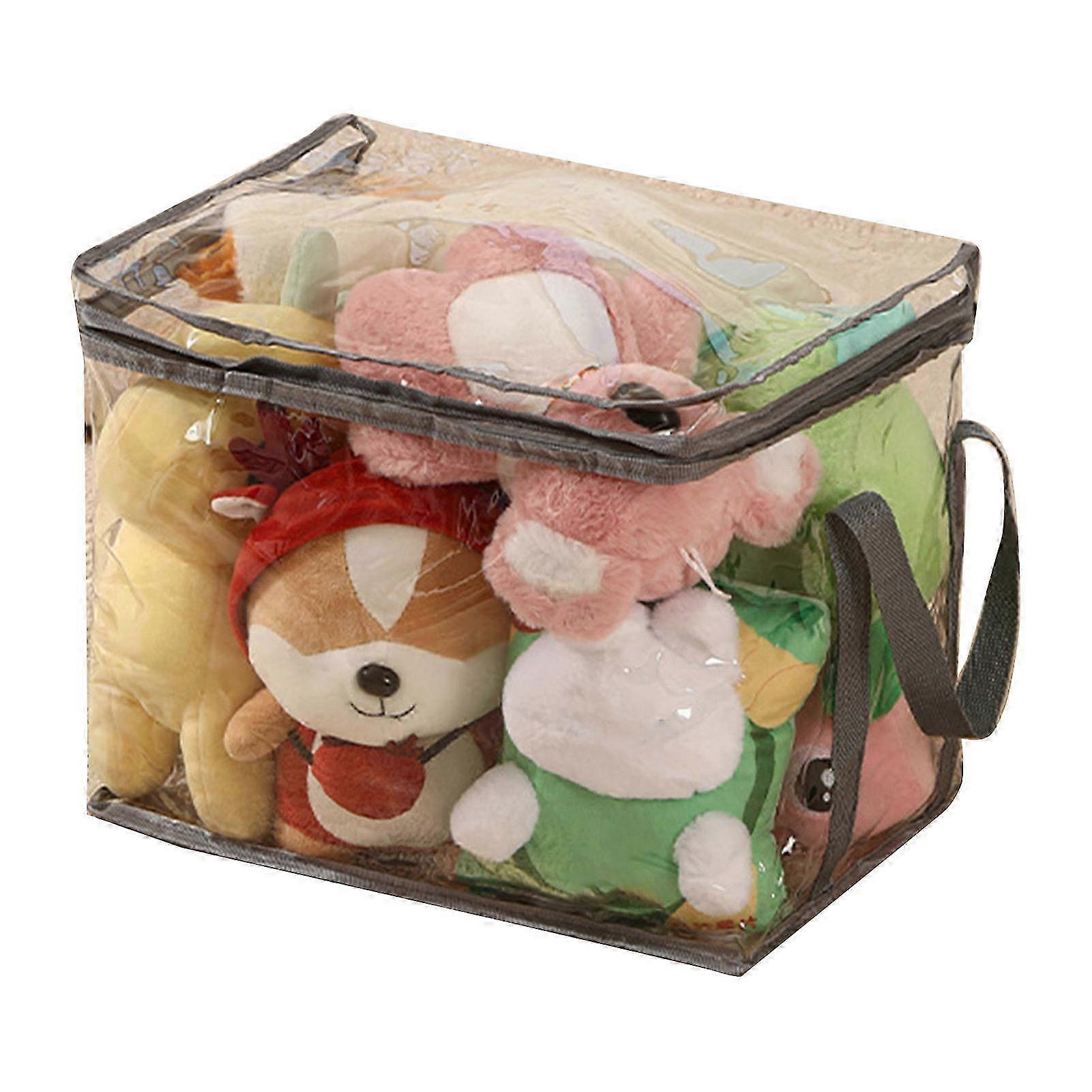 透明なPVCおもちゃの収納バッグ、ジッパー付き再利用可能な防水トラベルオーガナイザー-Lグレー