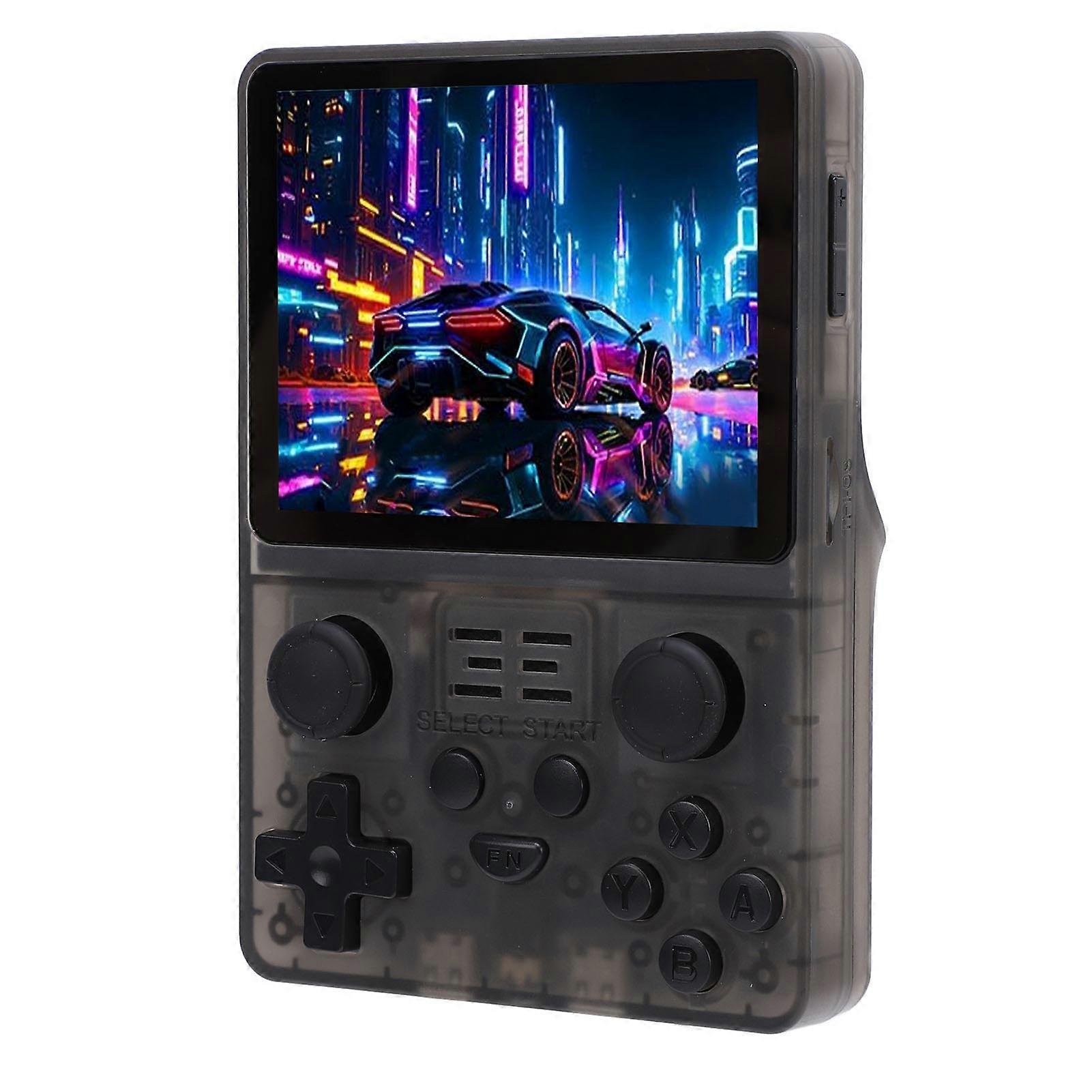 Handheld Game Console 3.5 Inch IPS Screen Retro Portable Video Game Console with 16G and 128G Small Memory Cards Transparent Black 
