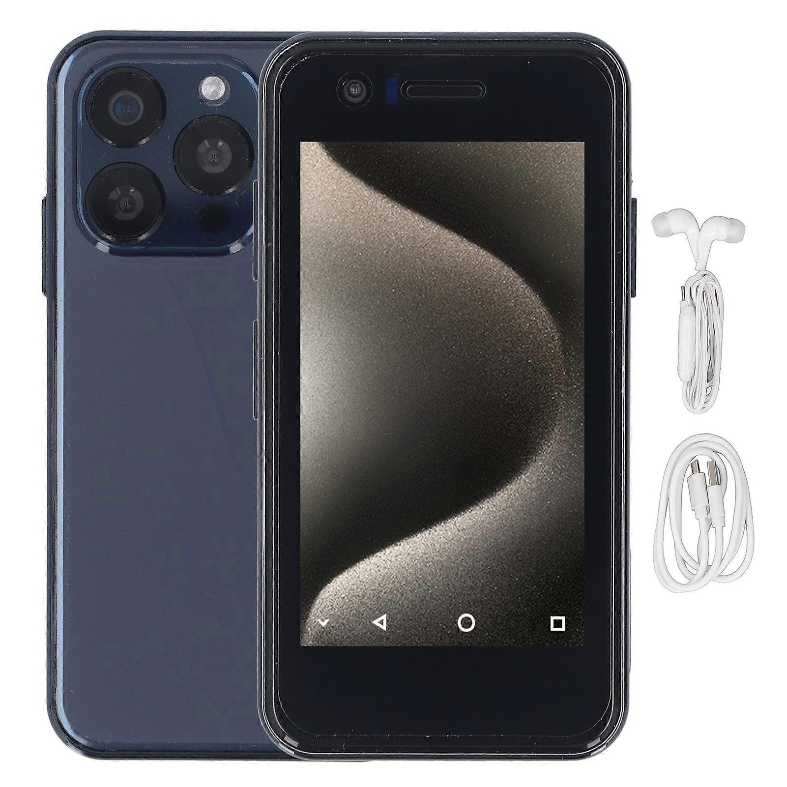 Compact 3.5" Dark Blue Android Phone with Dual SIM, 4GB RAM, 8MP Camera, Face Unlock