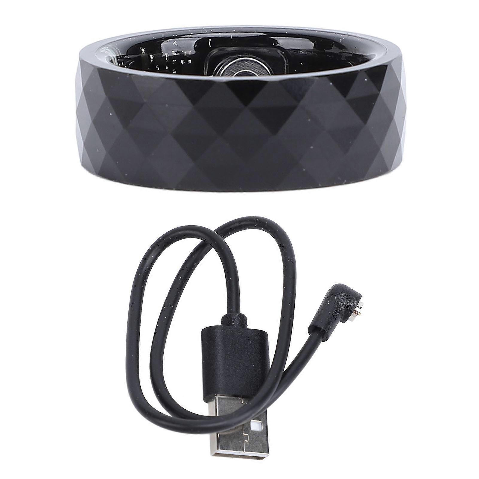Black Smart Ring Fitness Tracker: Sleep, Steps, Calories, Waterproof, iOS & Android Compatible