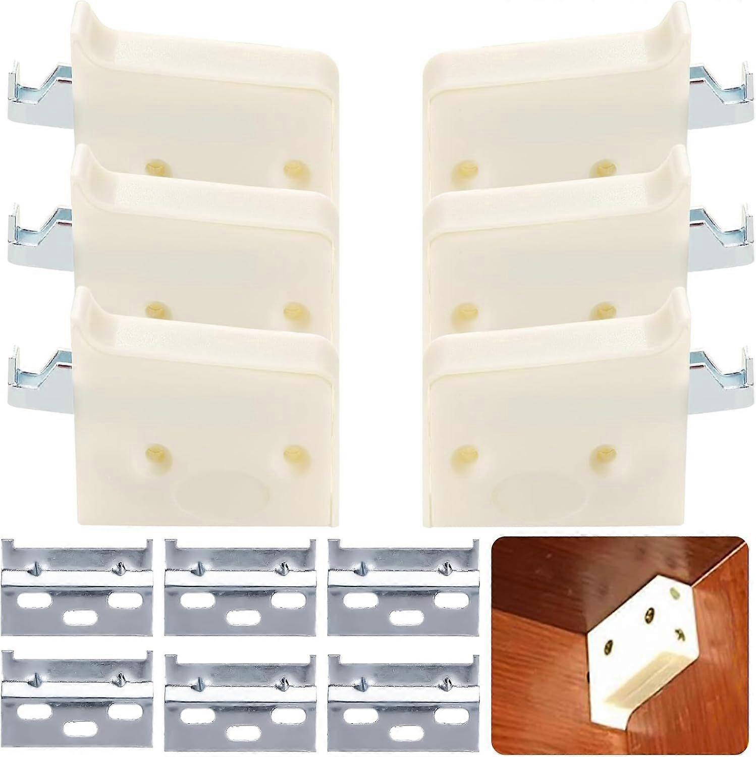Pieces Adjustable Metal Cabinet Hangers - Maximum Load 60 kg - with Support Rail, for Hanging Cabinets and Wardrobes (Off-White)