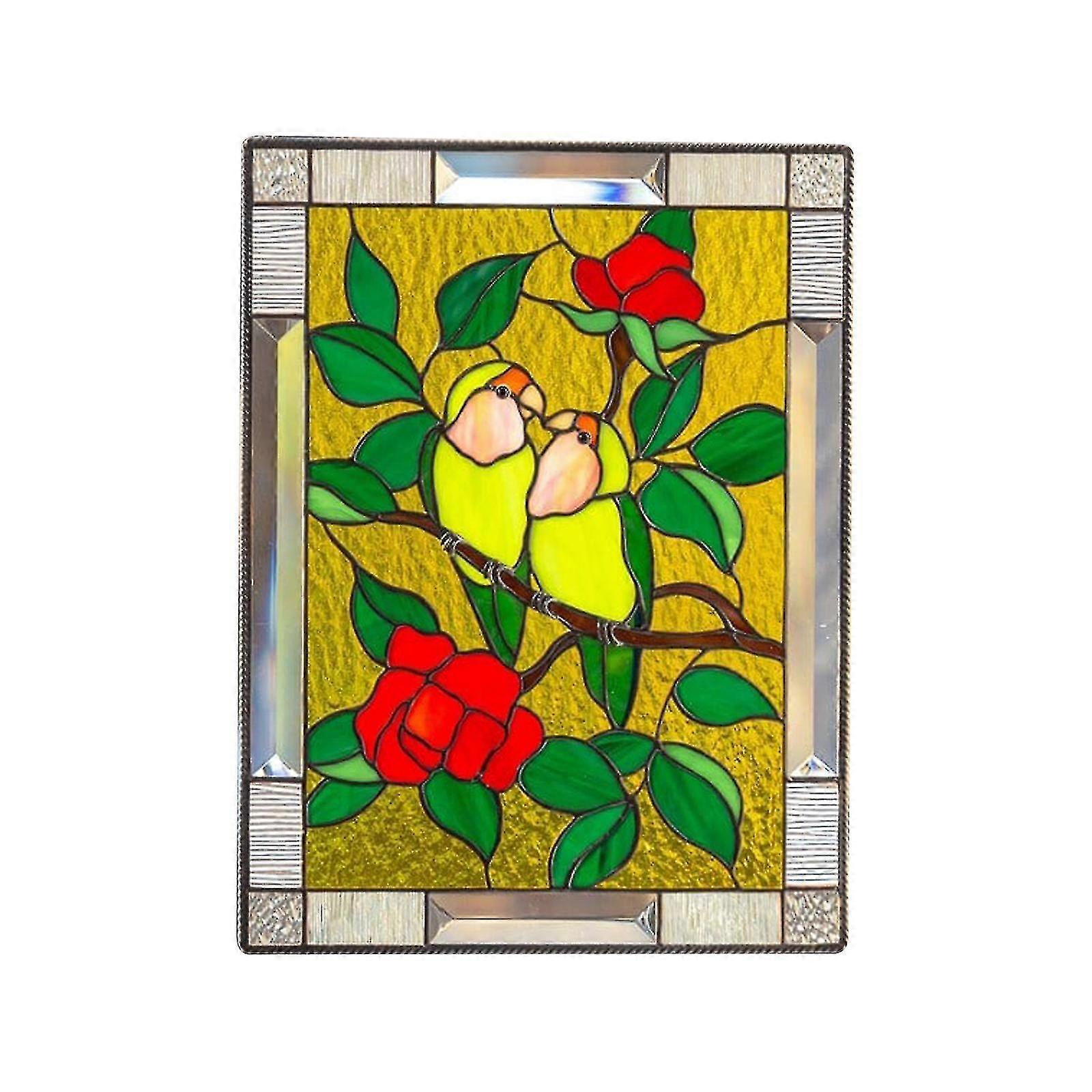 2025 Cardinal Stained Window Panel Glass Window Hanging For Wall Decoration