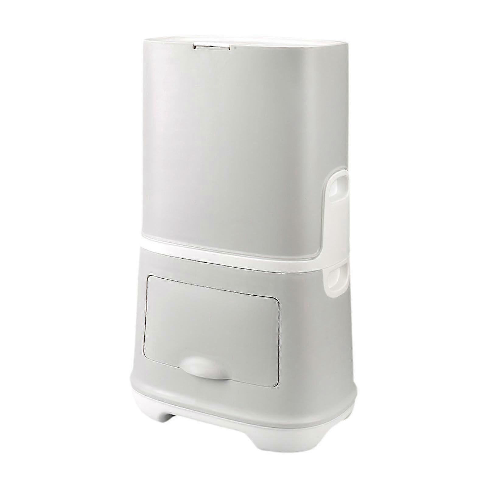 Double Layer Trash Can for Dry and Wet Waste for Use in Bathroom or Bedroom - White
