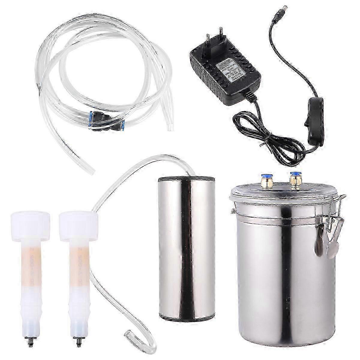 2L Electric Milking Machine Suitable for Goats and Sheep with Stainless Steel Bucket and Vacuum Pump for Household Use (EU Plug)