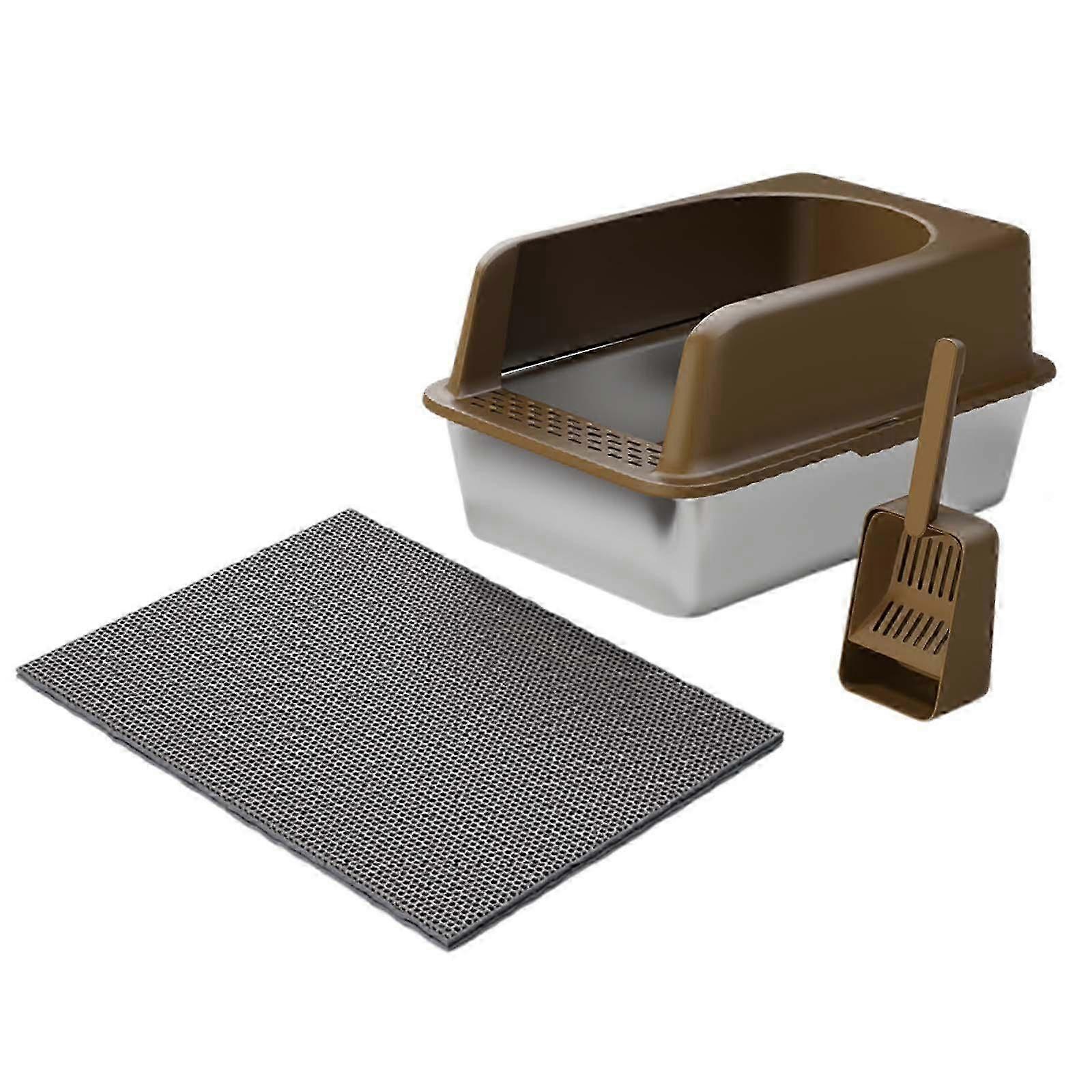 Large Cat Litter Box Suitable for Small Animals and Medium to Large Cats, Brown Color