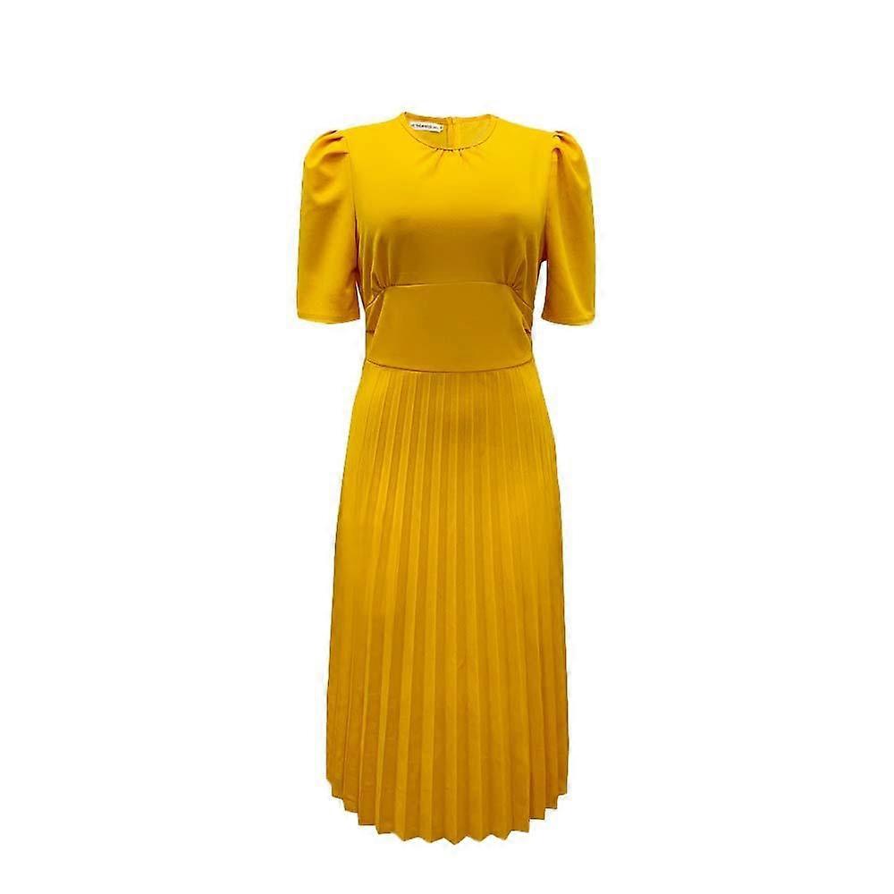 JKASHDK Women's Fashion Summer Spring Solid Color Print Short Sleeve O-Neck Middle Waistline Casual Dresses