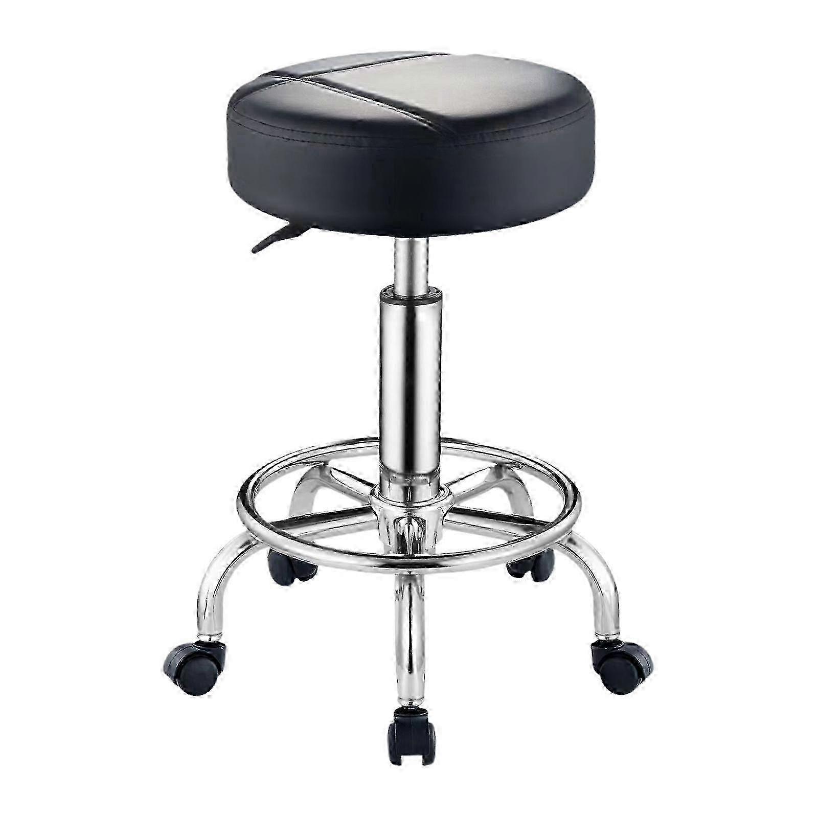 PU Leather Round Rolling Stool with Footrest and Wheels for Salon SPA, Kitchen Island, Drafting Work Stool 2025