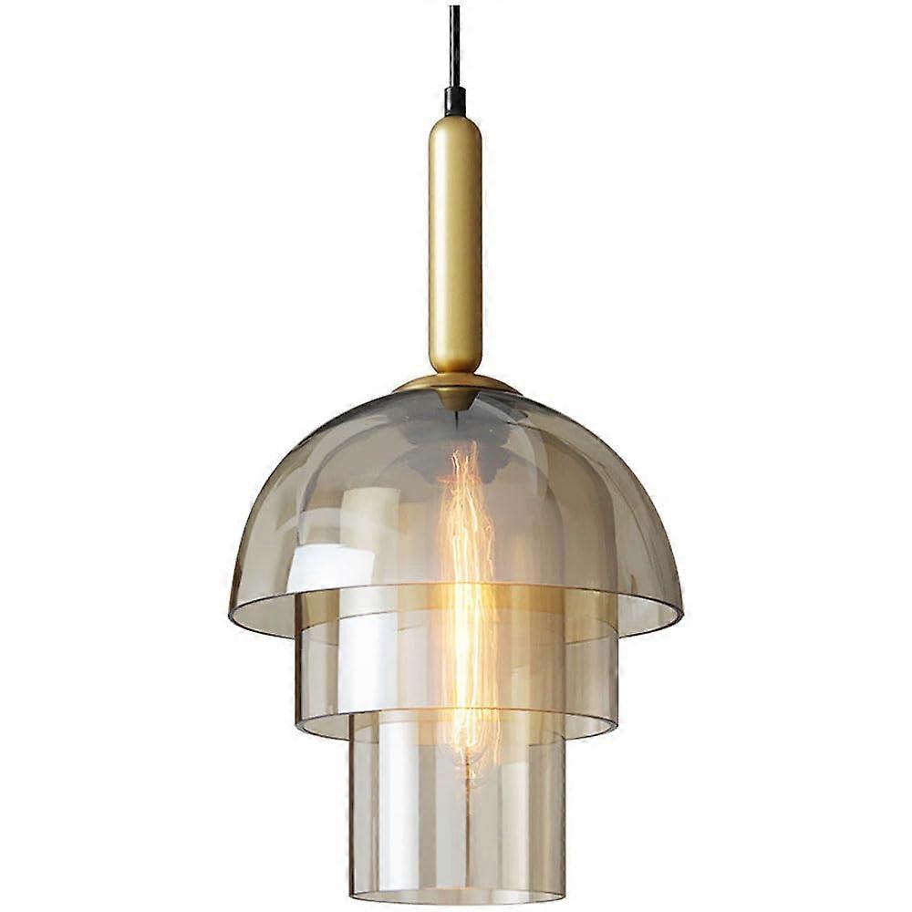 American Simple Triple Layer Glass Chandelier Amber Lantern for Hallway, Kitchen, Bedroom