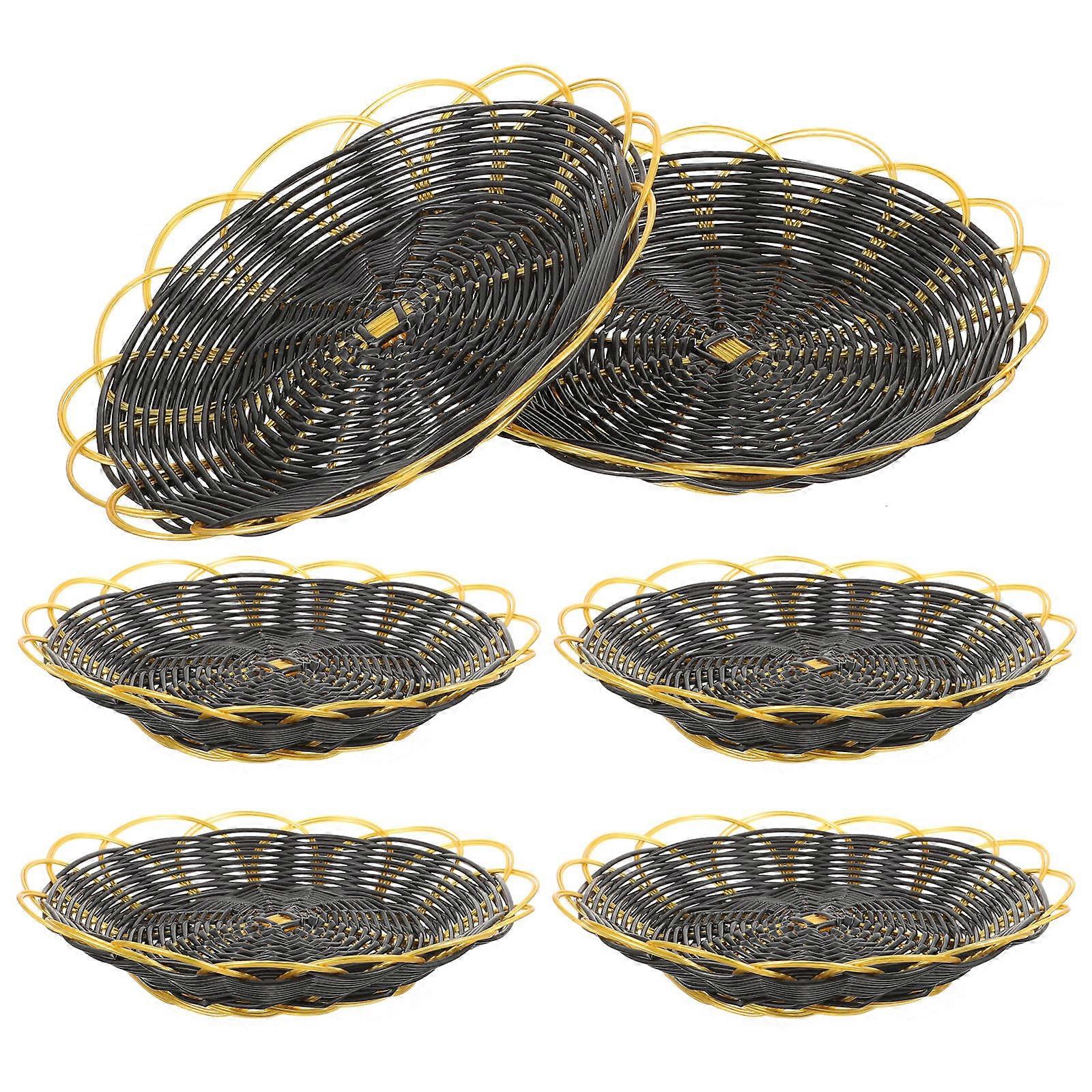 Plastic Baskets Fast Food Trays Fried Food Storage Round Picnic 6Pcs