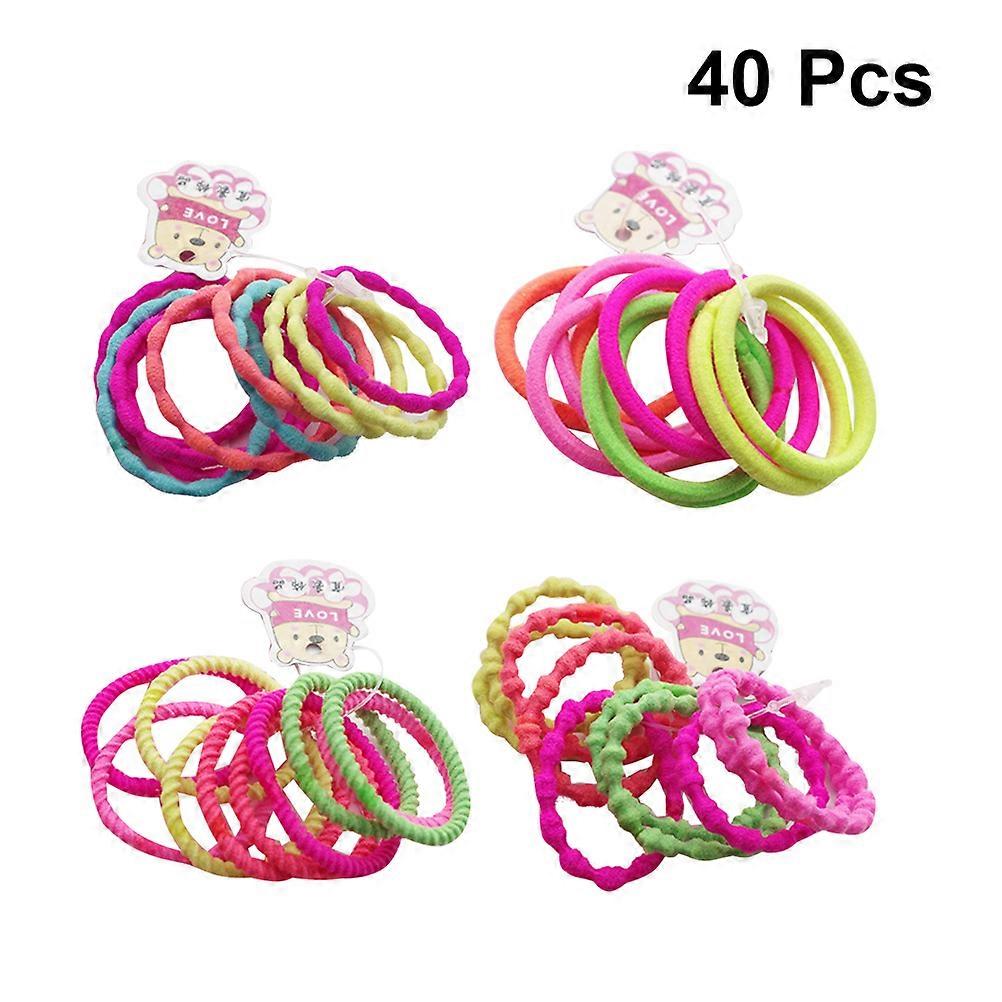 Colorful Elastic Hair Ties No Crease Ribbon For Ladies Daily Use Heart Shaped 4 Sets Each 10Pcs