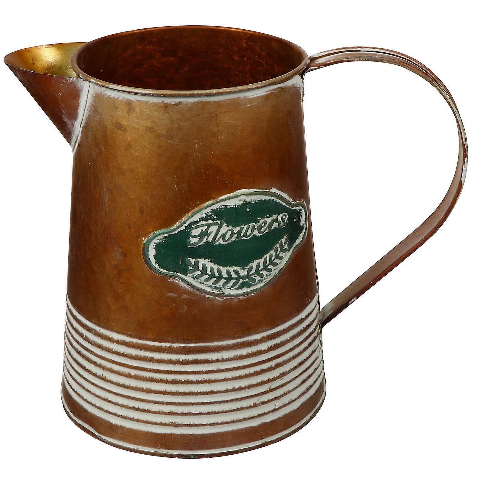 Vintage Flower Pot Metal Flowerpot Bucket Rustic Style with Handle for Friends 21X17CM Storage Container 1Pc