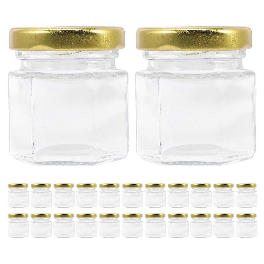 Storage Jars Glass Material Hexagon Shape Honey Pots Families 24Pcs