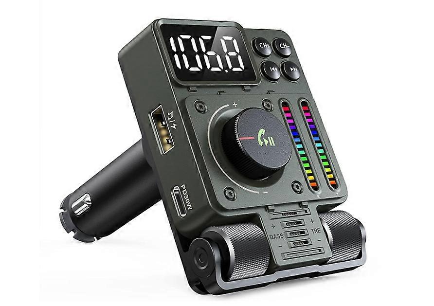 Wireless Radio Cigarette Lighter Bluetooth Car Adapter for Hands Free Calls, Treble and Bass Sound Music Player, Siri Google Assistant(Black)