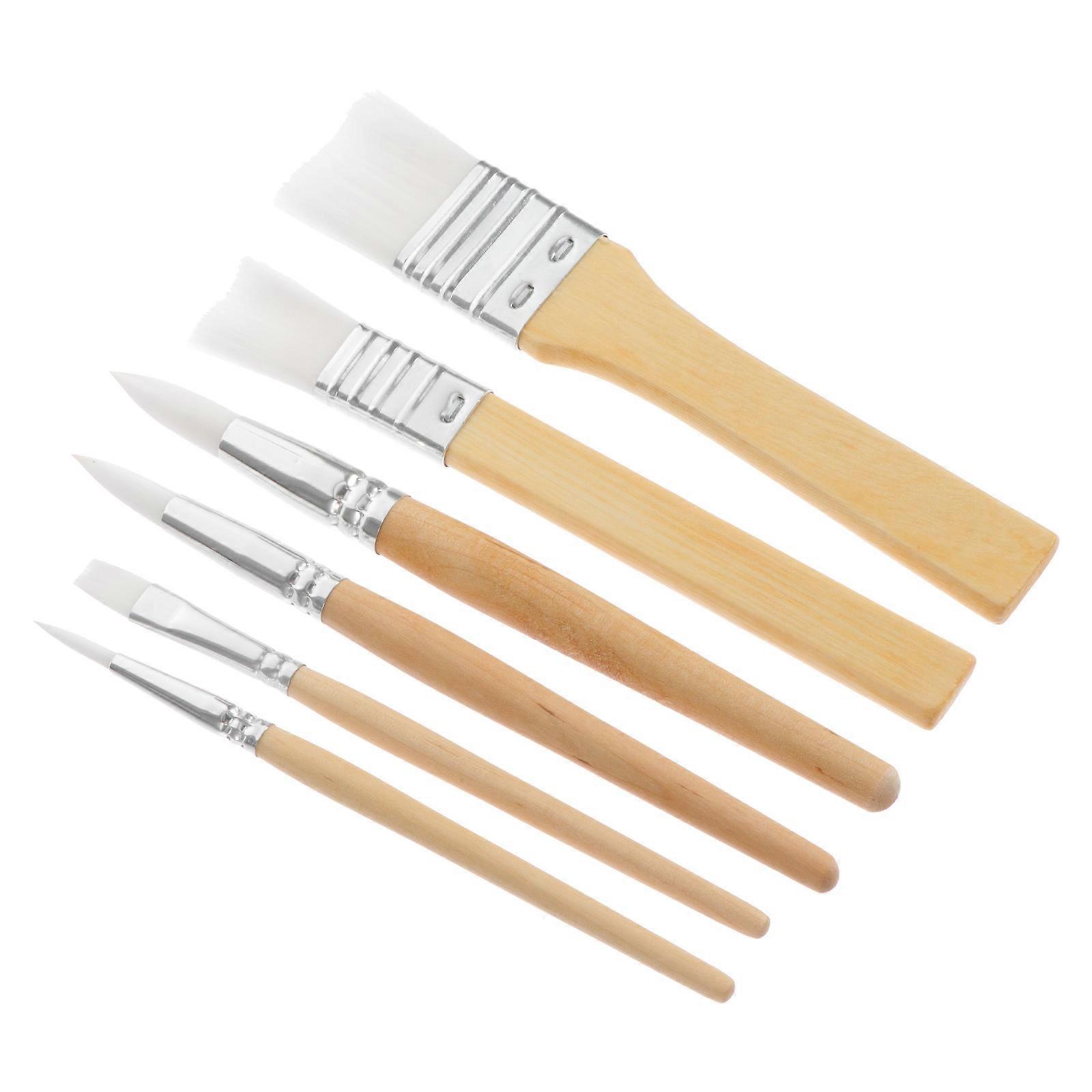 6pcs Oil Painting Gouache Brush Set, Premium Watercolor Pens with Handles for Artists, Detail Work and Broad Areas, Suitable for Watercolor, Oil, and
