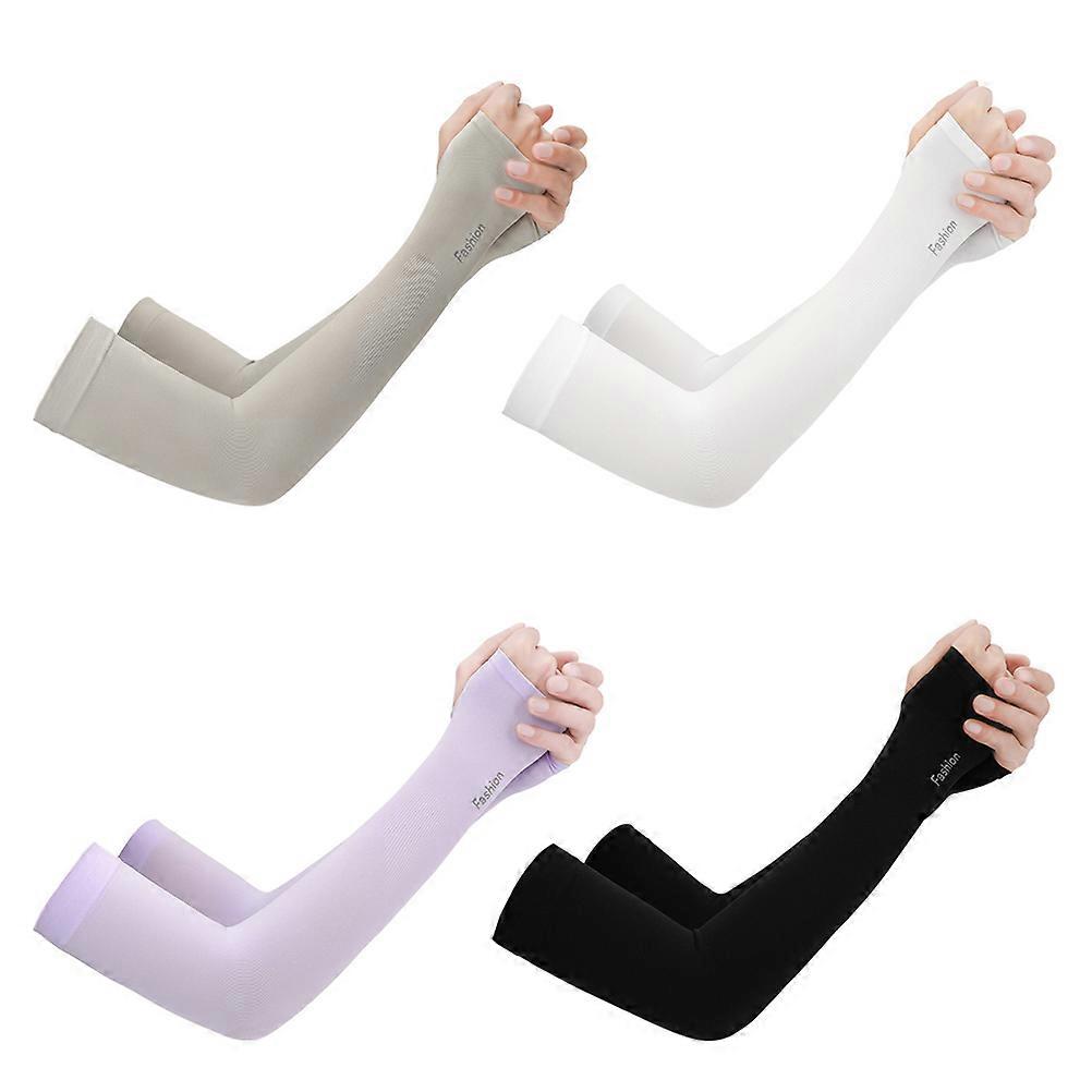 Cooling Arm Sleeves Men Arm Sleeves For Uv Protection Climbing White 4 Pairs
